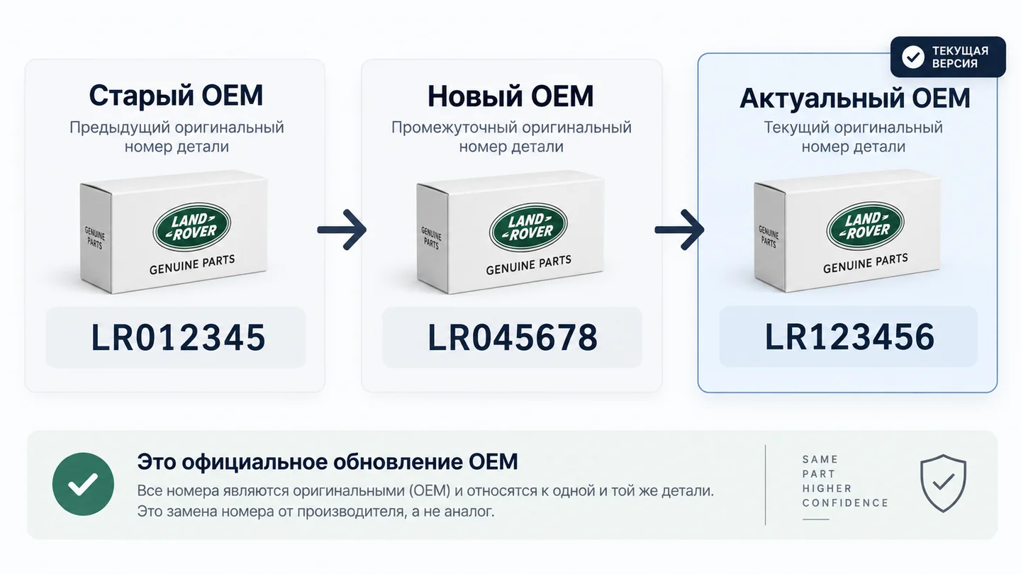Пример цепочки официальной замены OEM-номера Land Rover